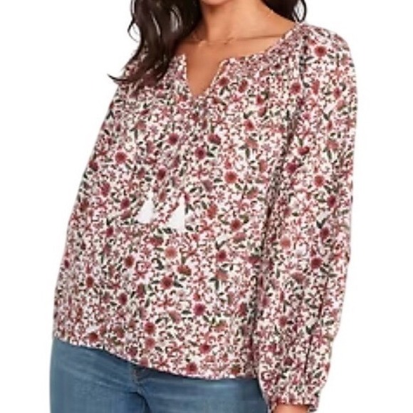 Old Navy Tops - Cottagecore Puff-Sleeve Floral Printed Smocked Poet Swing Oversized Top Size XS